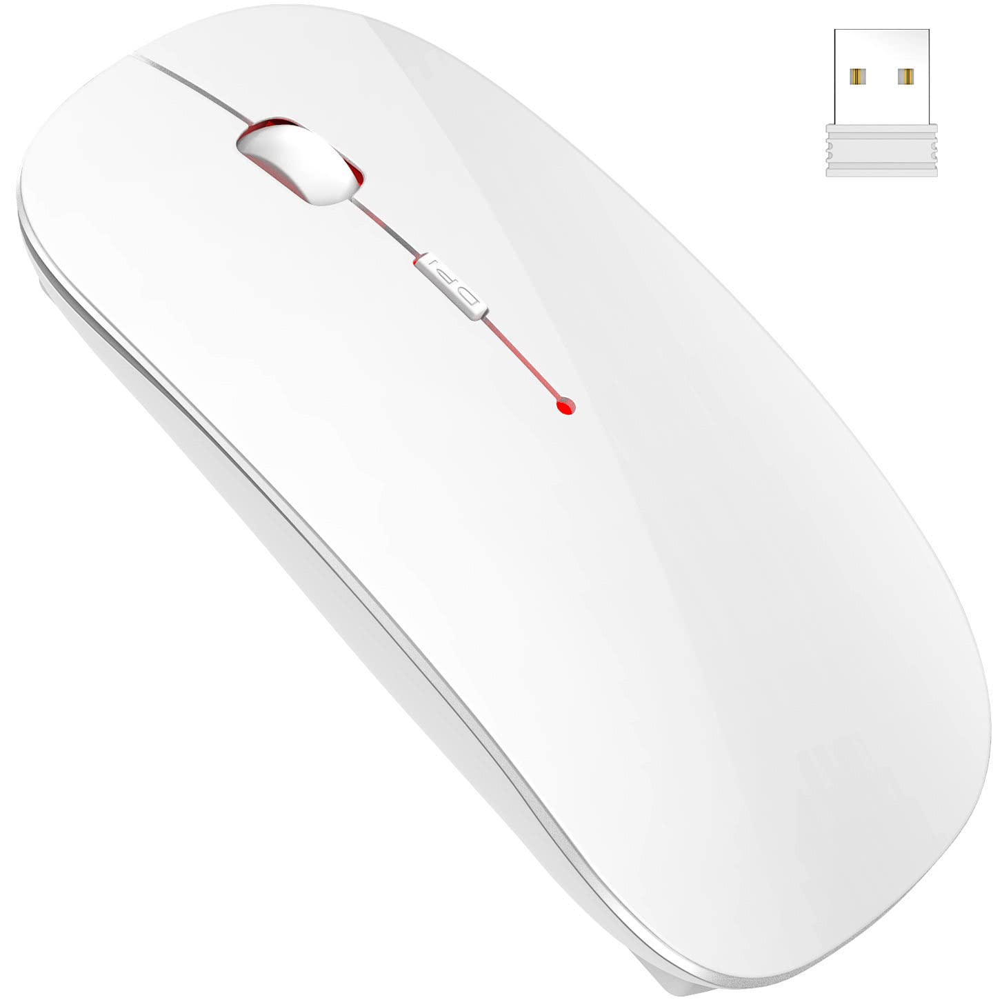 

Bluetooth Wireless 3DPI High Compatible with Microsoft and Includes USB Receiver and Japanese Instruction Manual 2.4GHz Mouse, Rechargeable, Slim, білий