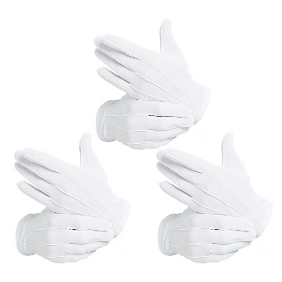 1/2/3 Pairs Formal White Gloves for Men Women, Anti-slip Breathable Uniform Gloves, Costume Dress Gloves for Halloween Cosplay Party