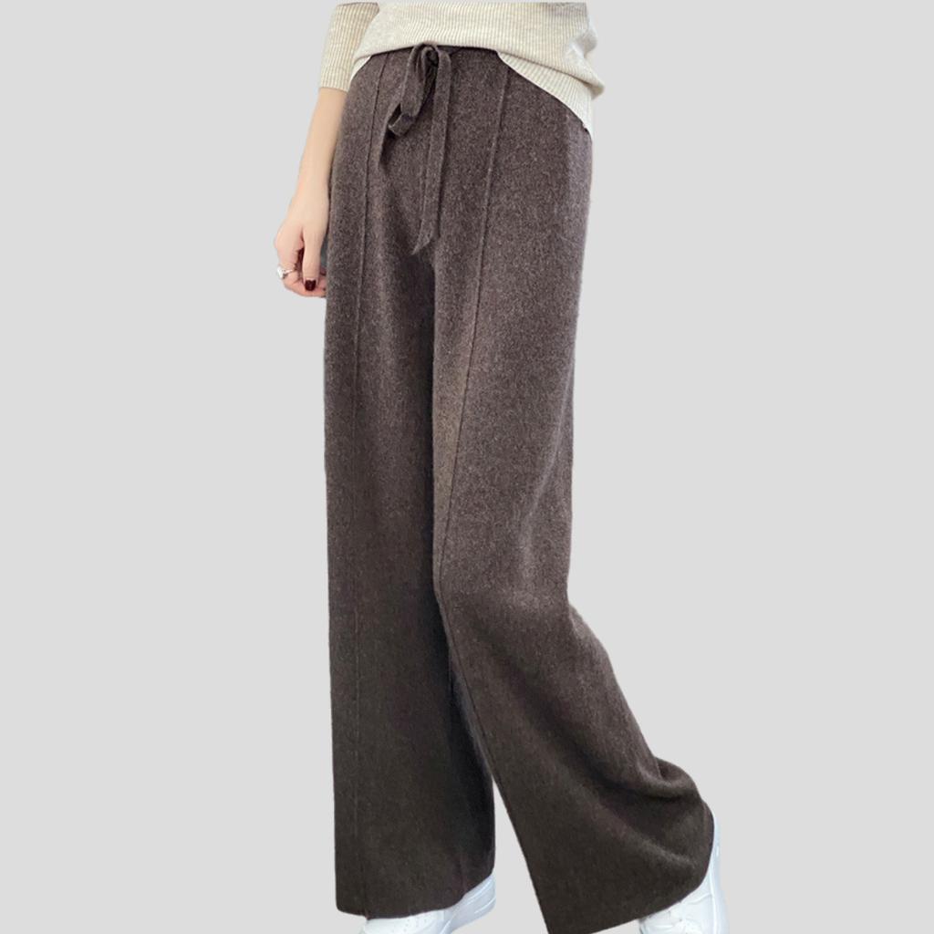 Women's Knitted Wide-leg Pants High-waist Thick Loose Wool Straight Pants Casual Solid Color Knitted Wool Pants