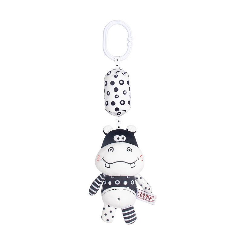 

Newborn Bells Soft Plush Rattle Toy Crib Hanging Bell Car Seat Travel Stroller Black and White Wind Chime Educational Toy Gift