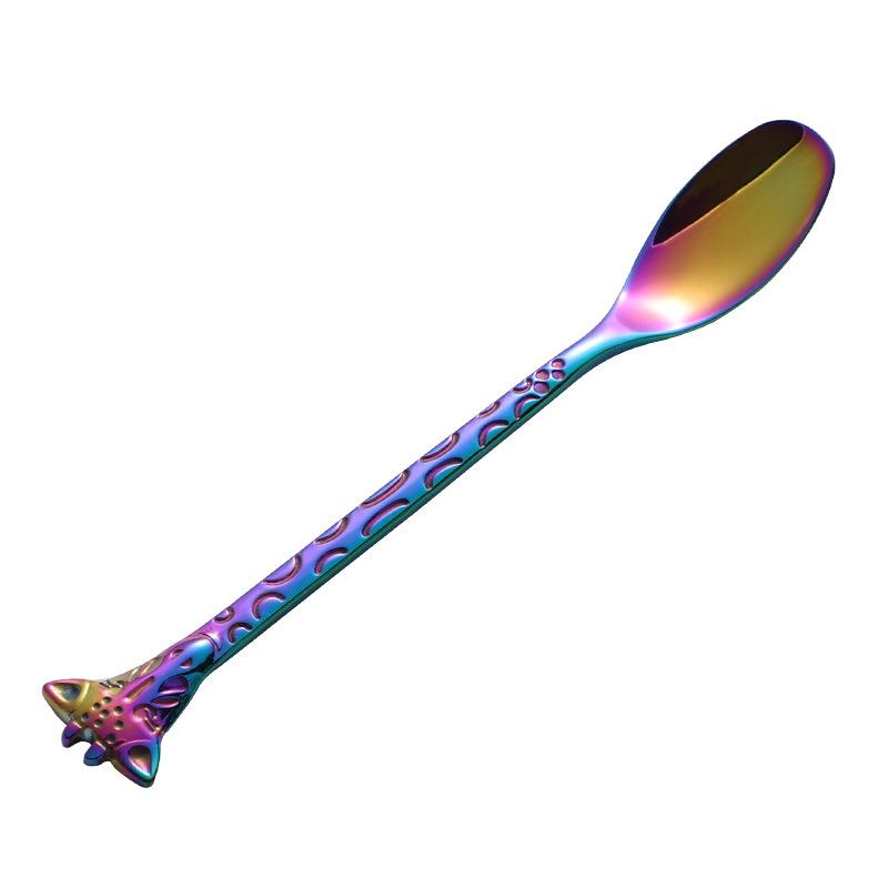 304 stainless steel dessert spoon fork stirring spoon creative cartoon giraffe cake ice cream coffee spoon fork
