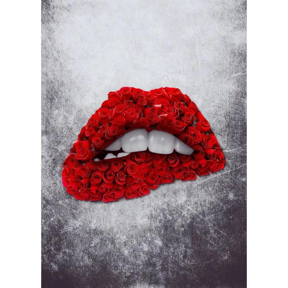 Luxury Modern Golden Lips Money Flower Poster Print Abstract Canvas Painting Wall Minimalist Art for Living Room Home Decoration