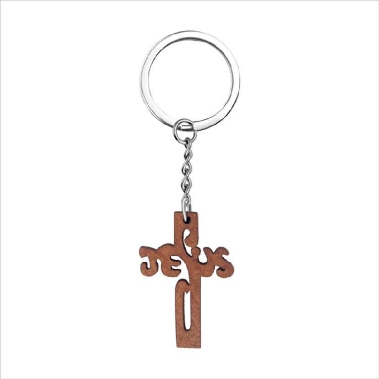 20PCS Natural Finish Wood Crucifix Keychains Gift for Baptism Communion Parties Including Friendly and Handmade