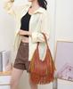 Lange Quasten Damenhandtasche Mode Umhängetaschen für Damen Handtasche Weiches PU-Leder lässige Hobo-Tasche Achseltasche Damen Tote