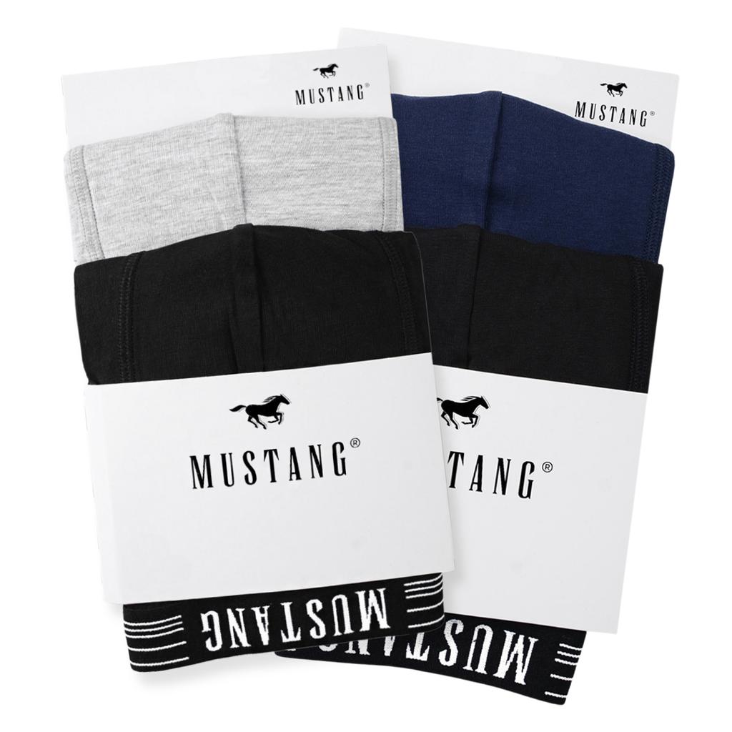 MUSTANG Men's Boxers 4-Pack Cotton Underwear Blue Grey Black