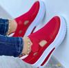Fashion Large  Summer  Breathable Women's Casual Shoes with Thick Sole  Sloping Heel Hollowed Out Low Cut Women's Shoes  Sneakers