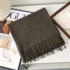 New model with solid color scarf women's autumn and winter thickened warm New Year's red scarf dual-purpose shawl