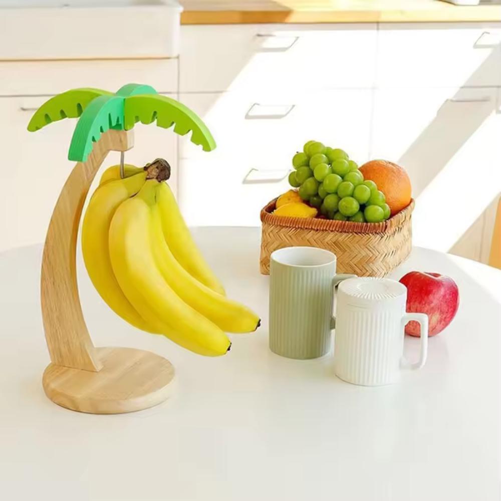 Modern Minimalist Wooden Banana Hanger Palm Tree Fruit Organizer Multi-Purpose Home Decor Kitchen Storage Rack Ins Trendy Gadget