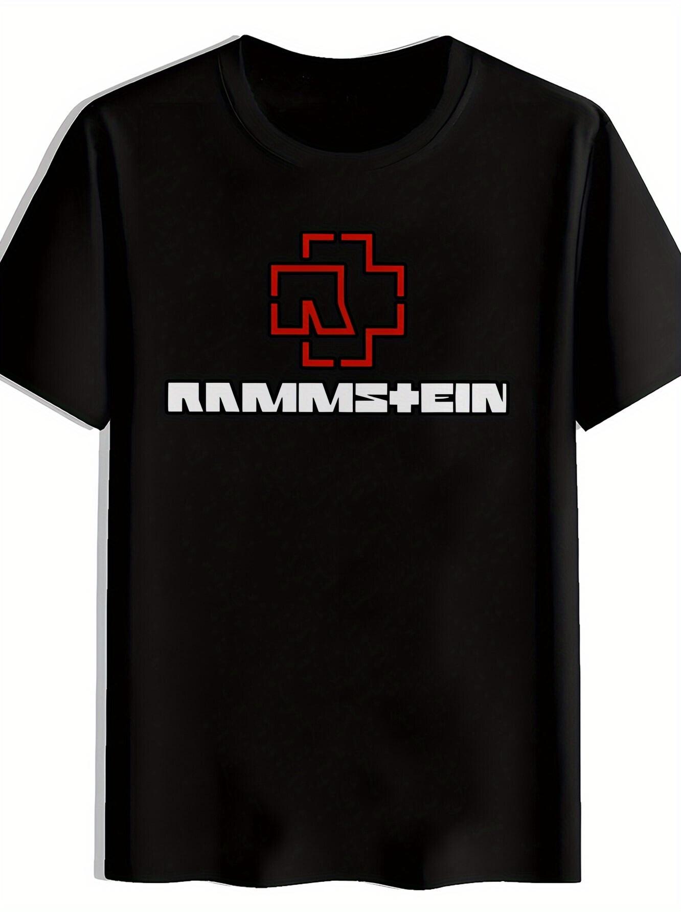 Black Rammstein Graphic T-shirt -  RAMMSTEIN  Print with Red Cross Design S