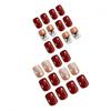24Pcs Pumpkin Press on Nails Short Square Thanksgiving Fake Nails with Glitter Sequins Full Cover Fall Pumpkin False Nails Sparkly Autumn Acrylic