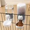 2PCS Cage Mounted Automatic Pet Food Water Dispenser with Cartoon Cats Design Easy Installation For Home Feeding Supply