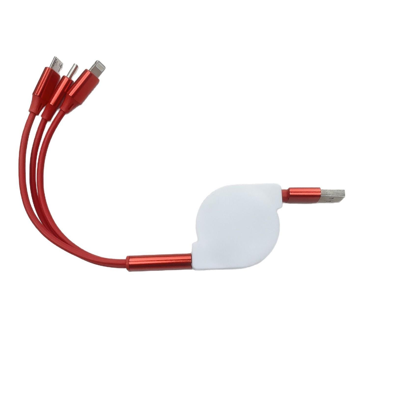 

2A pearl one to three data cable Android retractable storage crystal three in one charging cable 1m
