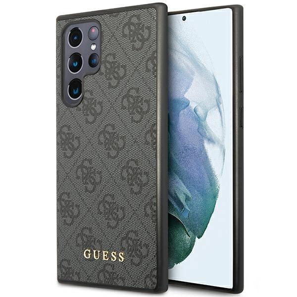 Guess Guhcs23Lg4Gfgr S23 Ultra S918 Szary/Grey Hardcase 4G Metal Gold Logo