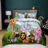 Funny Cartoon Animal Duvet Cover Safari Animal Comforter Cover Zoo Theme Jungle Bedding Set Giraffe Snake Hippo Bedspreads Cover