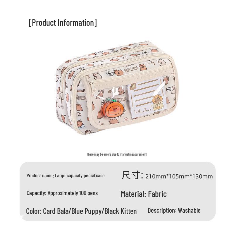 Capybara Large-Capacity Pencil Case for Girls, Primary & Junior High Students