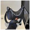 Autumn popular simple fashion 2025 trend casual solid color PU casual shoulder denim armpit crescent bag women