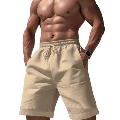 Mens Beach Shorts Casual Loose Short Pants Summer Cotton and Linen Shorts Male Gym Sports Trousers