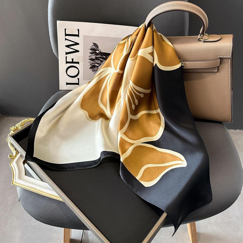 NEW Fashion Luxury Brand 70cm Silk Square Scarf Women Satin Shawl Wrap Hijab Echarpe Neck Tie Female Hair Bandana Headkerchief
