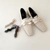 Spot second hair! Retro square head lace-up loafers one pedal bow ballet single shoes low heel small leather shoes women