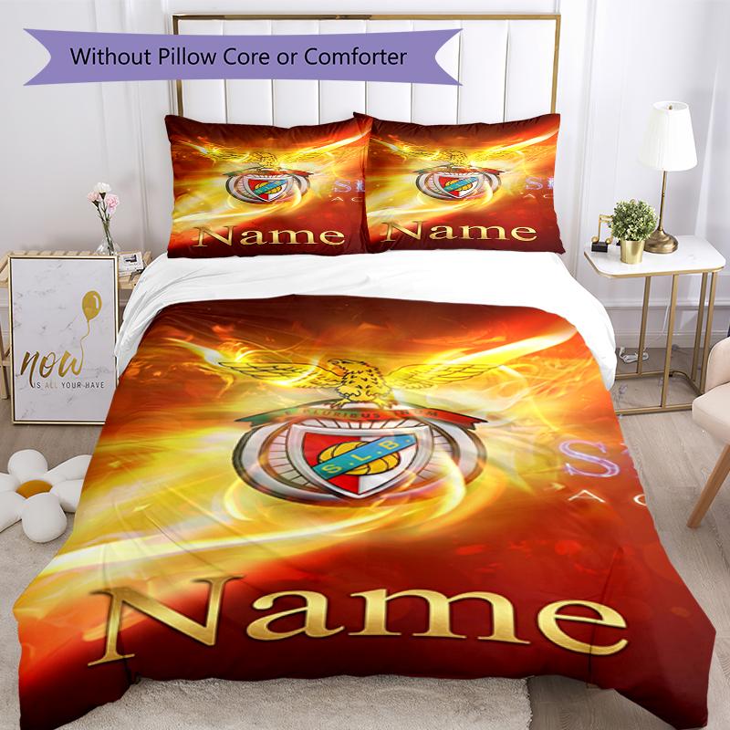 3Pcs Custom Name Benfica Bedding Set Duvet Cover Closure Includes 1Duvet Cover 2Pillowcases Soft And Comfortable For All Seasons