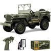 Ritaosan Military RC Car, Popular for Kids, 110 Scale Large Off-Road Jeep RC Crawler Model, 4WD, Realistic Headlights, Two 2.4GHz Transducers,