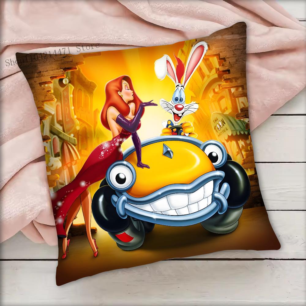Cartoon Animation R-Roger R-Rabbit Pillow Case Square Bedroom Sofa Leisure Comfort Cushion Car Living Room Home Decoration