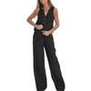 Women Suit Women Suit Set Women's Cotton Linen Wide Leg Suit Set Sleeveless Vest Long Pants Outfit for Office