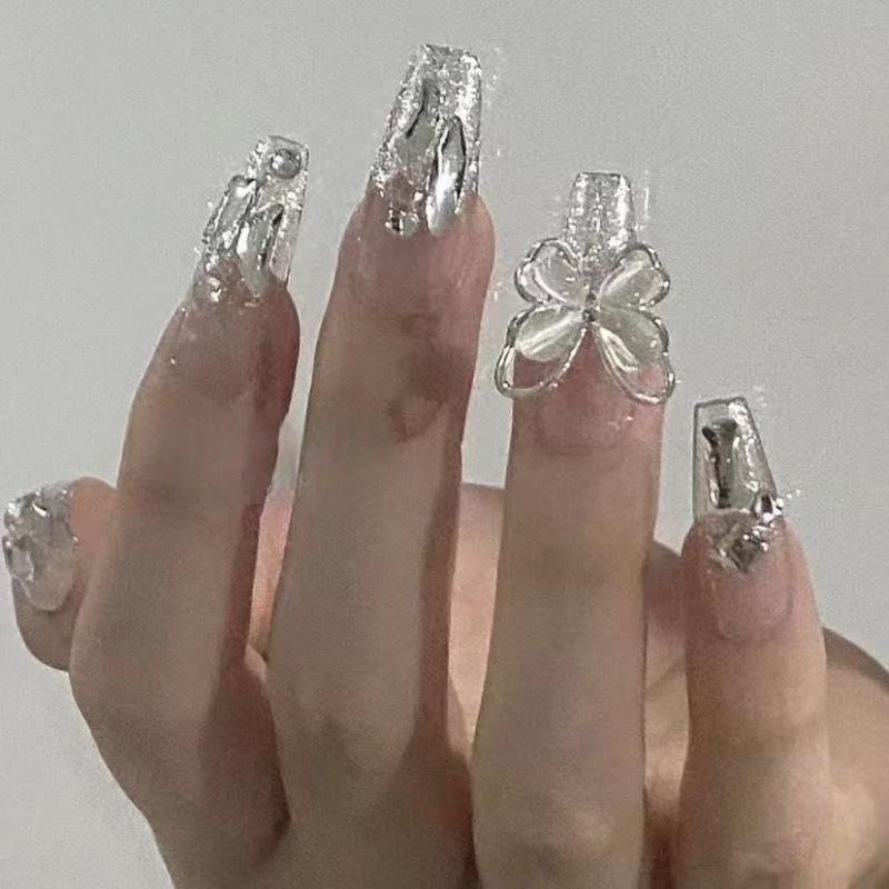 Super Bling Rhinestone Butterfly Reusable Fake Nail Tips for Students