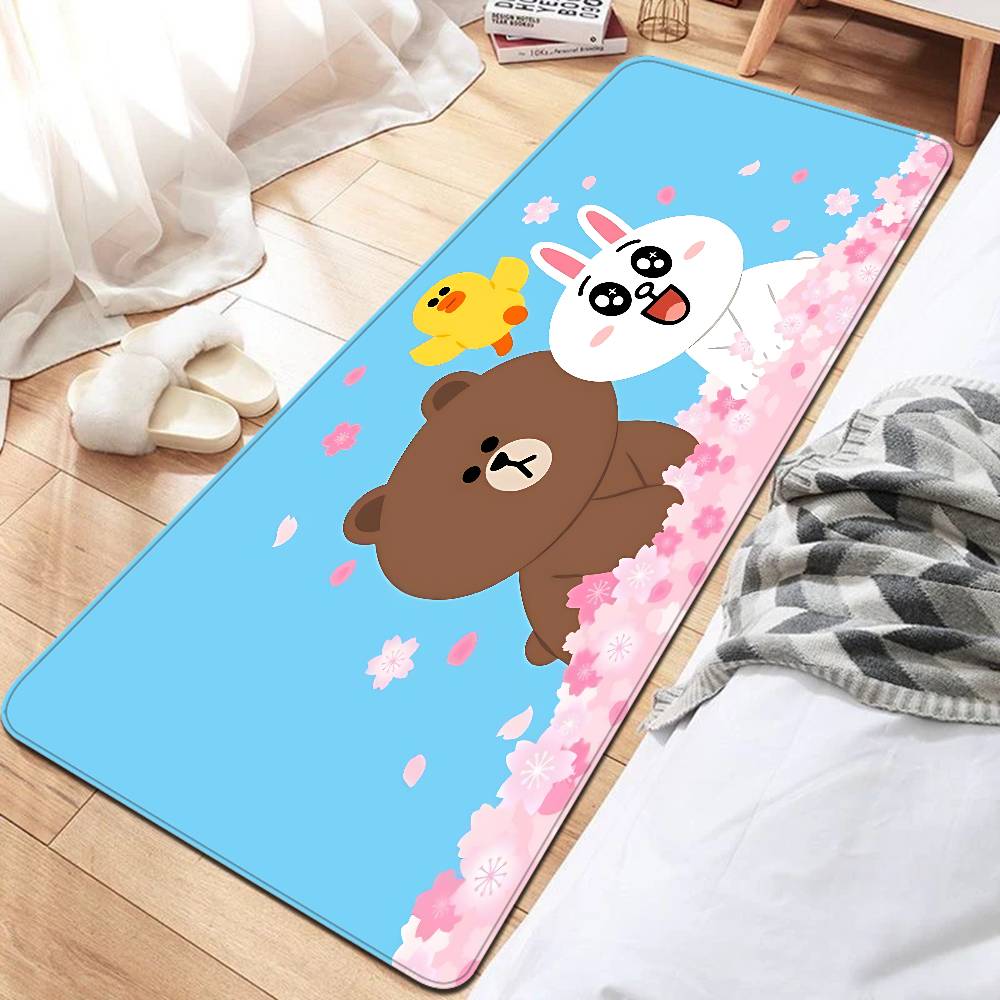 Lines Friends Brown Bear Bathroom Mat INS Style Soft Bedroom Floor House Laundry Room Mat Anti-skid Welcome Doormat