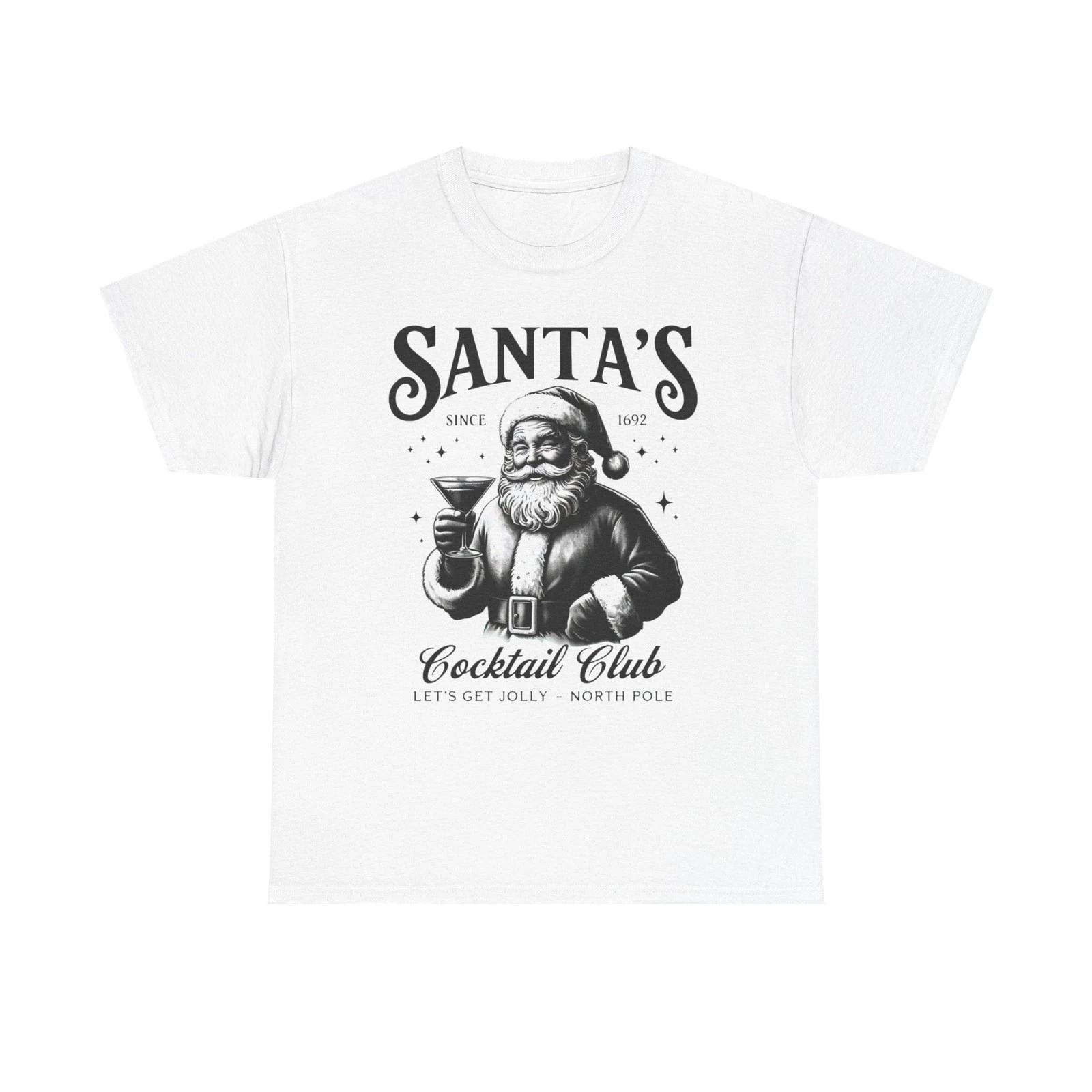 Santa s Cocktail Club Graphic T Shirt NEW Adult Tee M
