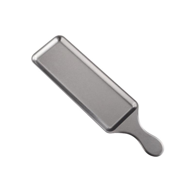 Stainless Steel Rectangular Plate with Handle Made Old Meat Plate Western Food Steak Sushi Plate Flat Bottom Tray