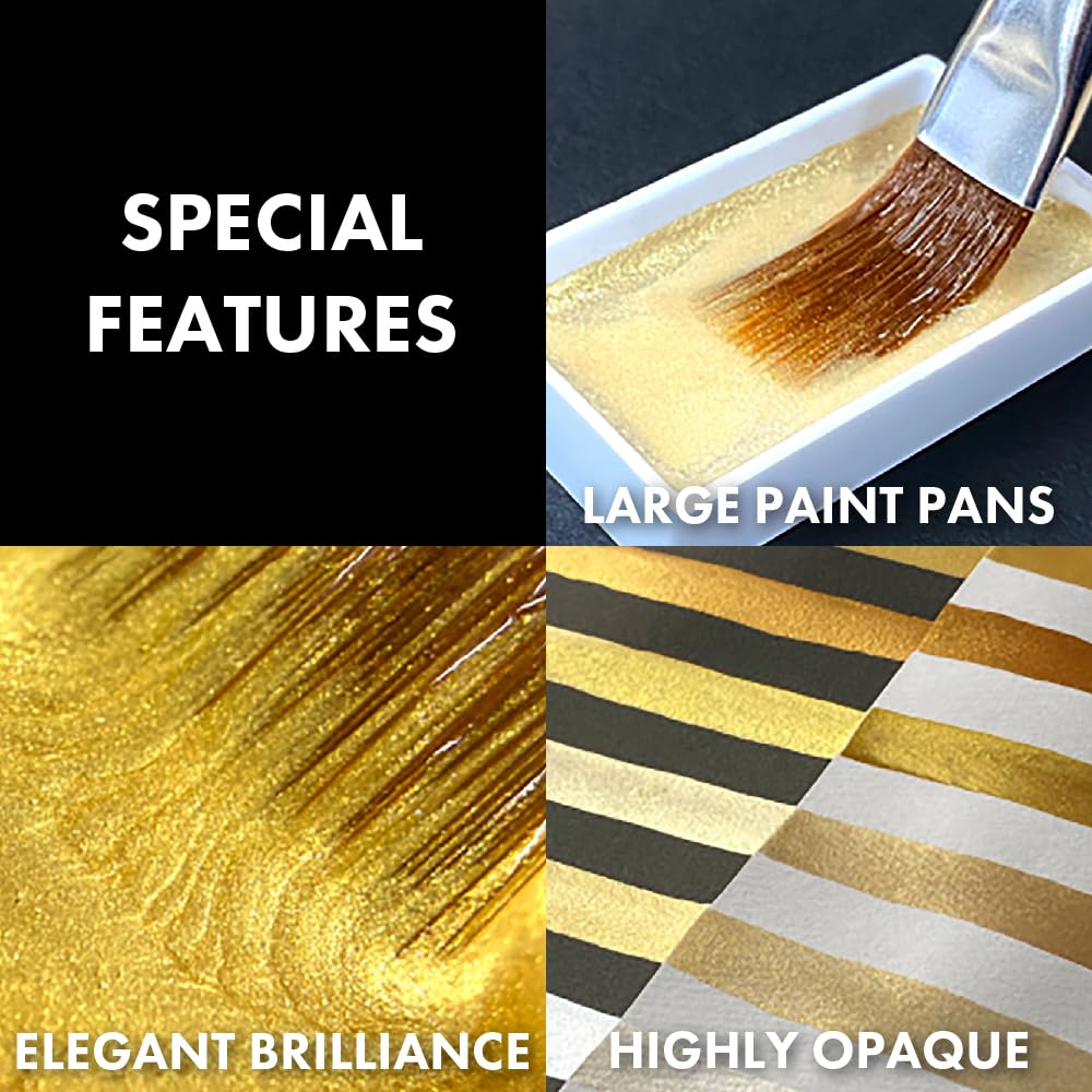 Kuretake Paint Gansai Tambi Starry Colors, 6-Color Set MC20SC/6V - Ideal for Artists, Watercolor Metallics