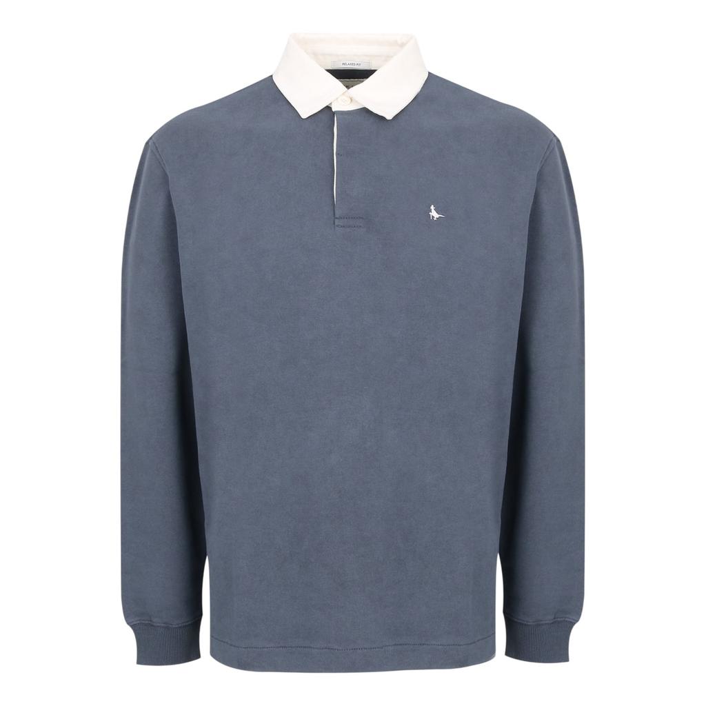 Jack Wills Mens Jersey Collared Relaxed Fit Long-Sleeved Rugby Shirt