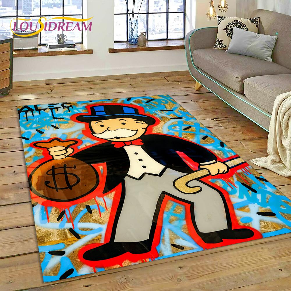 Game Dollar Monopoly Cartoon Money Rug Carpet for Living Room Bedroom Home Decor,Floor Mat Non-slip Decoration for Sofa Doormat
