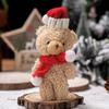 Plyšový medvídek Vánoční dekorace Malý plyšový medvídek s pletenou čepicí a šálou Roztomilá zvířátka Stolní ozdoba pro vánoční párty výslužky