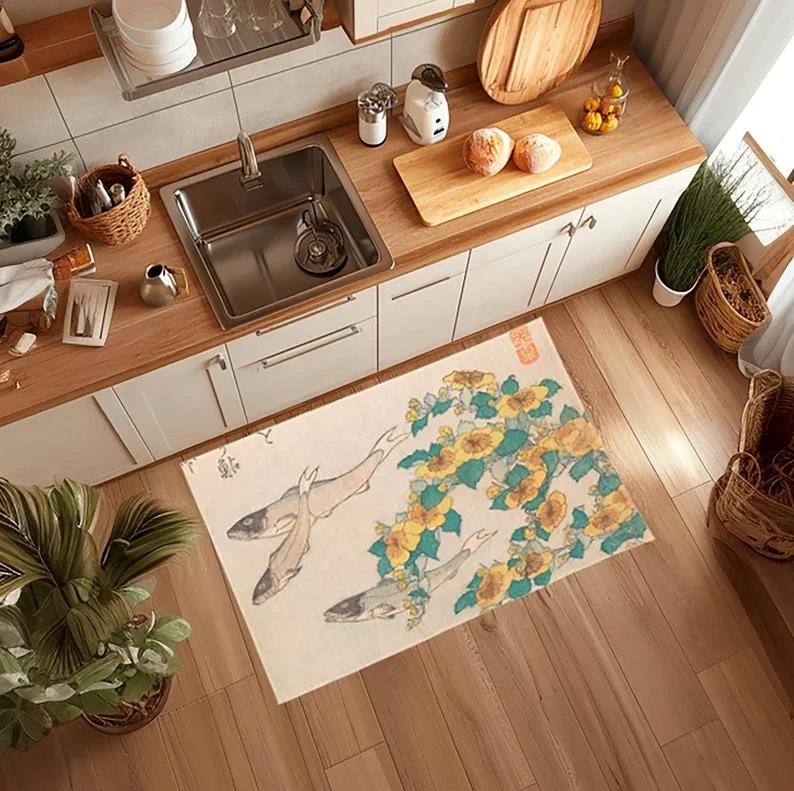 Retro Waves Doormat Mat Outdoor Indoor Welcome Entryway Rug Housewarming Gift Front Door Decor Japanese Style Calm Entry Decor