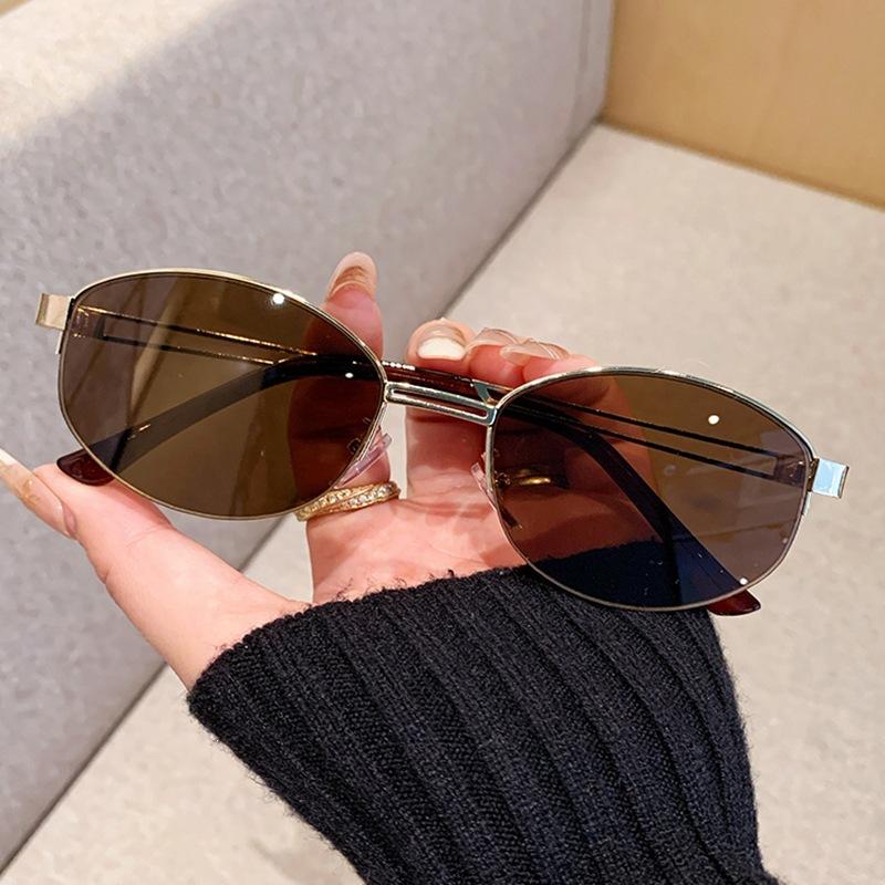 New high-end old money style sunglasses retro UV-proof metal sunglasses tide