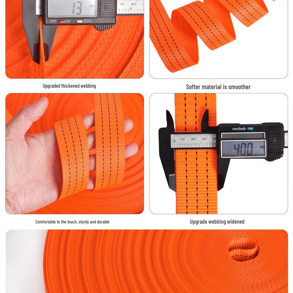 Cinta de Reboque Plana de Poliéster para Carros e Caminhões – Corda Durável para Freio e Amarração