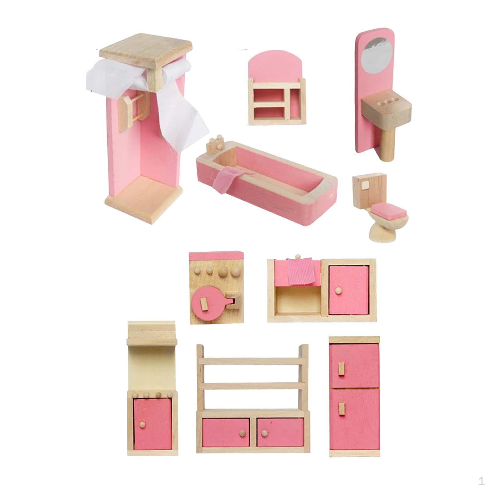 Dollhouse Furniture Collection for Kids And Hobbyists Bathroom Kitchen