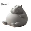 Small Animal Desk Decorations 3D Printed Chubby Hippo Figurine, Lazy Hippopotamus Statue, Cute Desktop Landscaping Props Ornament for Home Office