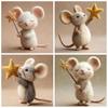 Craft Needle Felting Supply Starry Night Felt Mice Cute Mouse Figurine Gifts Mouse Collectible Handmade