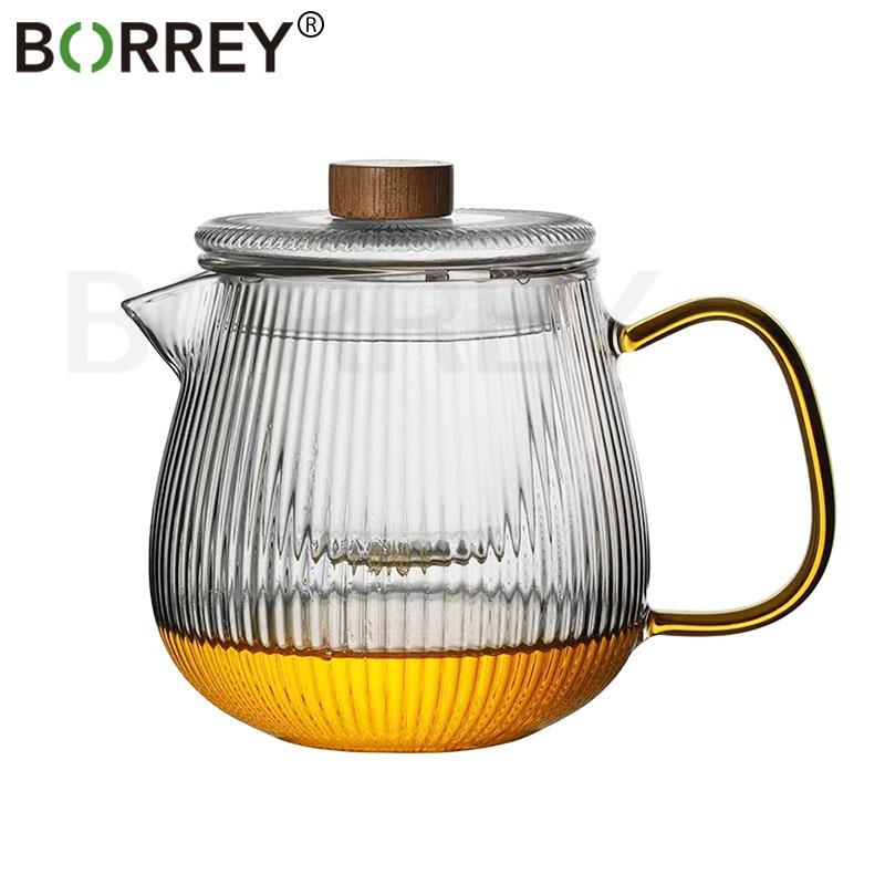 

Стеклянный чайник BORREY 600 мл стеклянный чайник с заварочным устройством и крышкой, боросиликатный стеклянный чайник для чайника на плите Цветущий чай