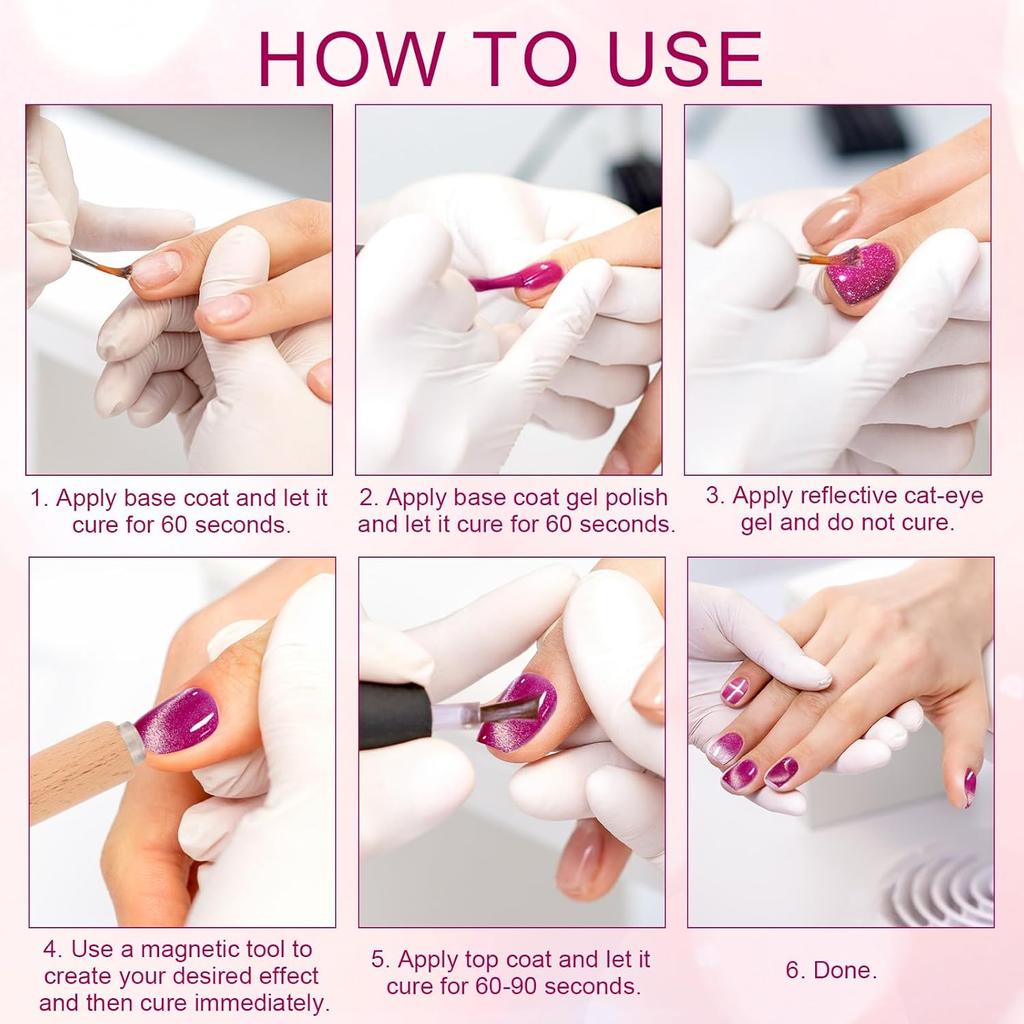 Nail Magnet Pen Set, 3 In 1 Cat Eye Nail Magnetic Design Art Tool with Heart & Rabbit Shaped Irons Versatile Cat Eye Gel Polish Magnet Supplies for