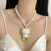Zinc Alloy Leopard Queen Charm Necklace Adjustable Length Clavicle Chain Lightweight For Women Fashion Accessory