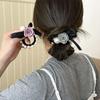 French Elegant Rose & Pearl Hair Scrunchie - Stylish Versatile Bow Hair Tie, Elastic Hair Band for Ponytails