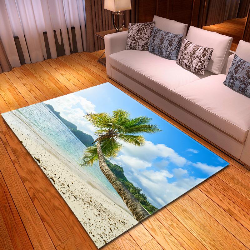 Beach Concept Landscape Living Room Carpet Bedroom Dining Room Floor Mat Pattern Size