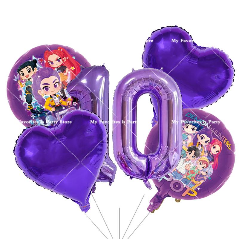 Kpop Demon Hunters Children Birthday Party Decoration Ball Number Digit 1-10 Balloon Set Baby Shower Supplies Gift Toy s Round Sensory Compression