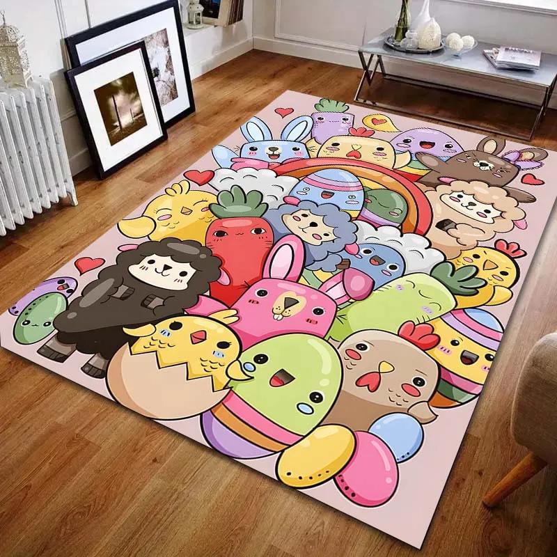 3D HD Cute Cartoon Vegetable Lamb Print Carpet Modern Home Decor Area Rug for Gifts Living Room Bedroom Bedside Sofa Floor Mat