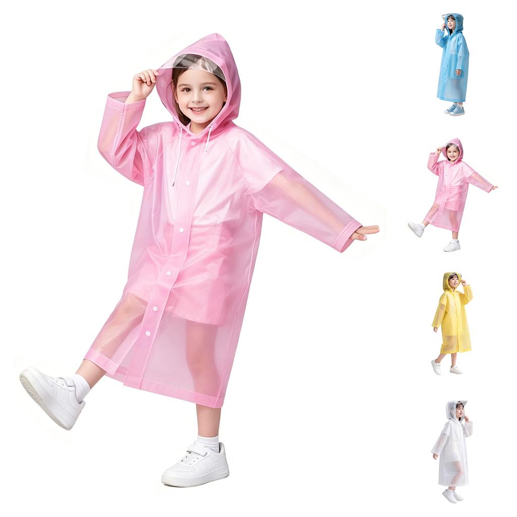 Kinder Einweg Langer Regenmantel Outdoor Reise Wandern Wasserdichter Kapuzen-Poncho Leichte Langlebige Regenkleidung für Kinder