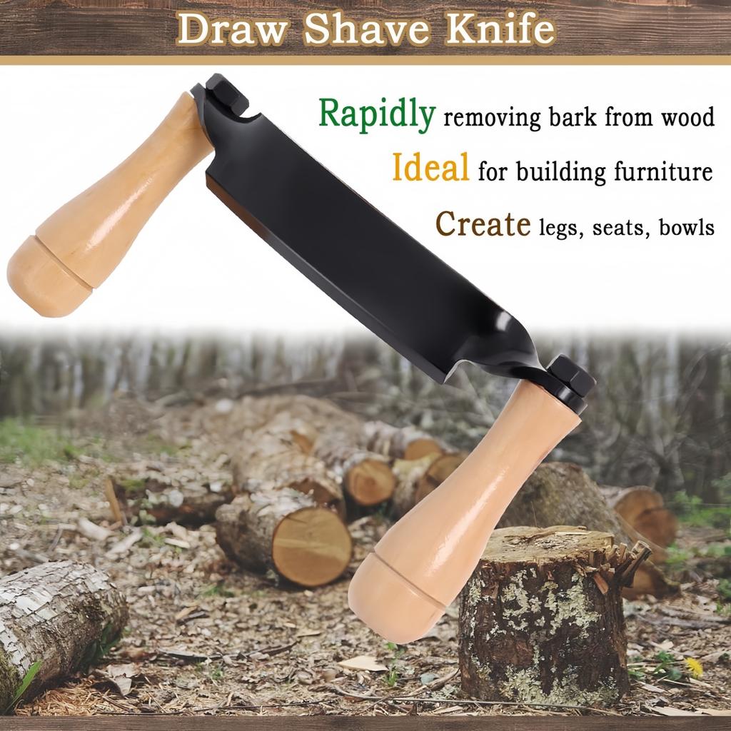 Draw Knife Felled Draw Shave Tool Efficient Comfortable Grip Tree Bark Peeler Tool for Woodworking Bark Removal Tool Unsharpened
